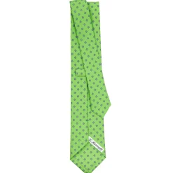 CRAVATTA SARTORIALE CLASSICA IN SETA VERDE CHIARO Microfantasia fiore