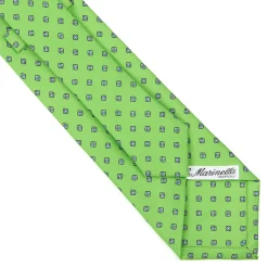 CRAVATTA SARTORIALE CLASSICA IN SETA VERDE CHIARO Microfantasia fiore