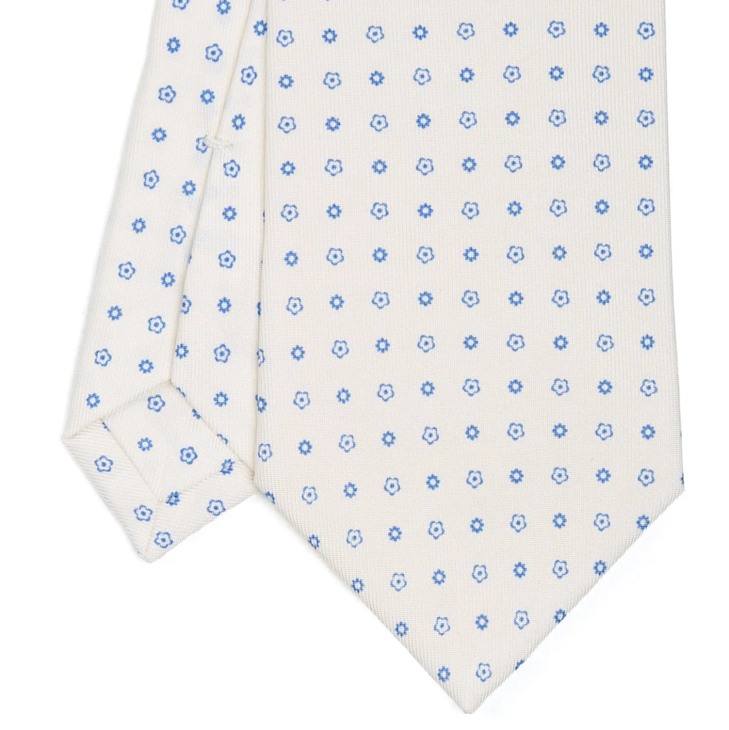 CRAVATTA SARTORIALE CLASSICA IN SETA BIANCA Microfantasia fiore