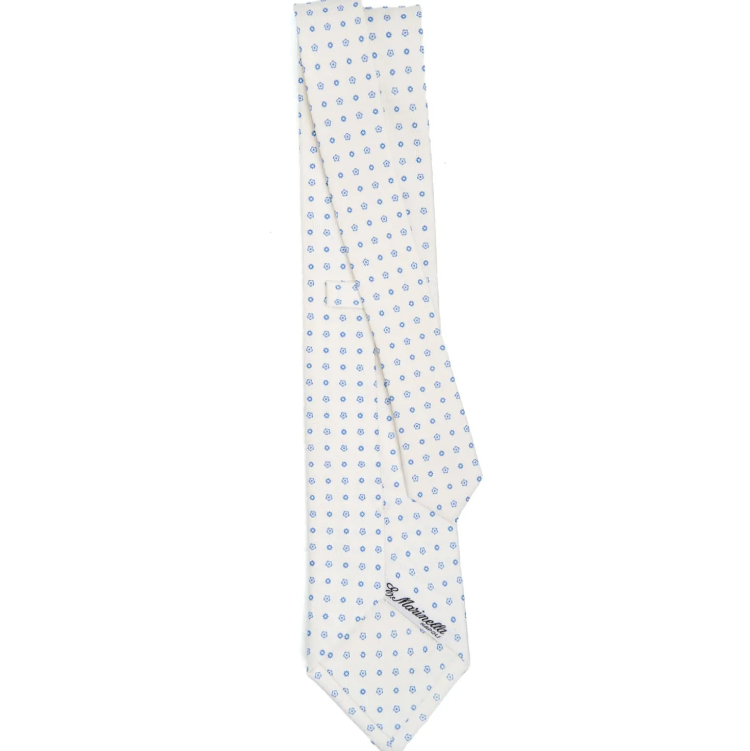 CRAVATTA SARTORIALE CLASSICA IN SETA BIANCA Microfantasia fiore