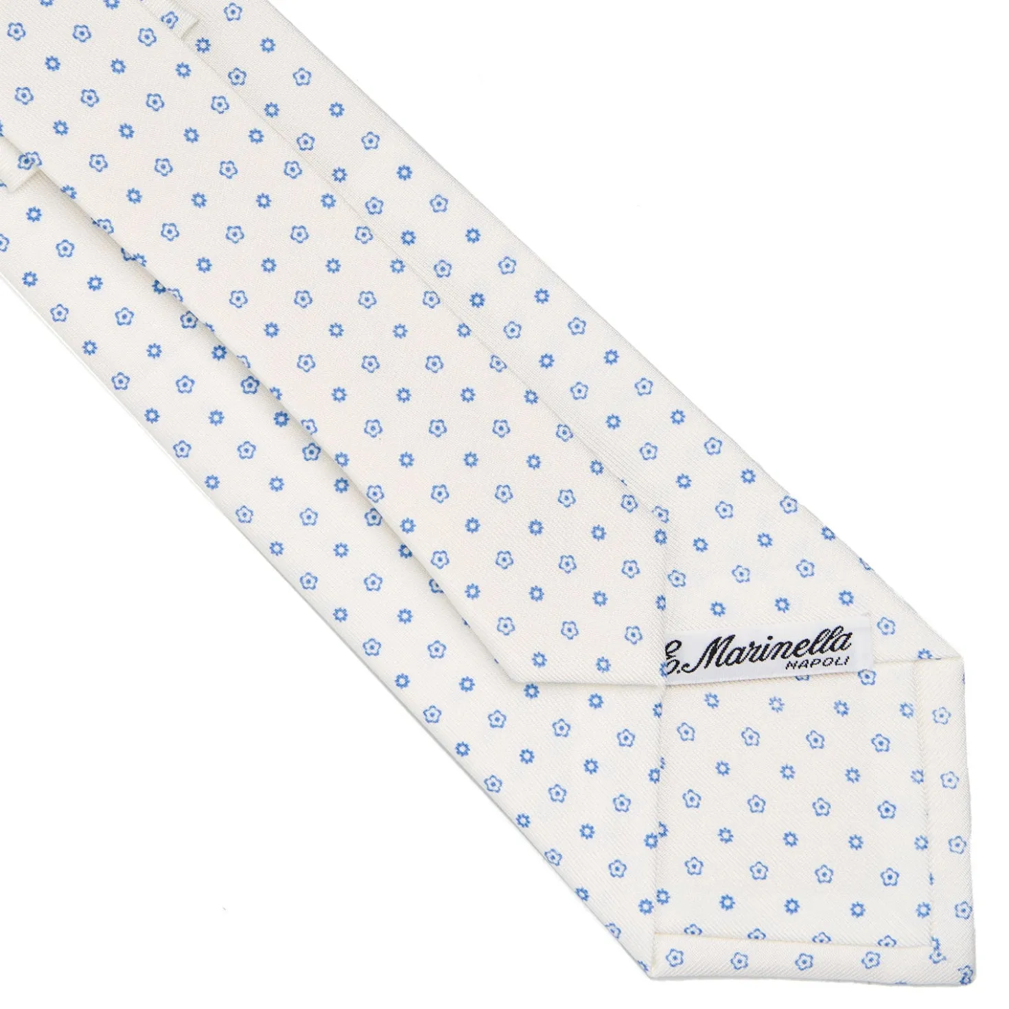 CRAVATTA SARTORIALE CLASSICA IN SETA BIANCA Microfantasia fiore