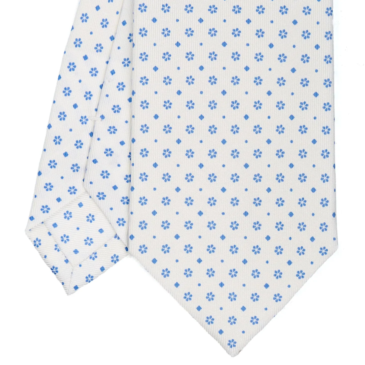 CRAVATTA SARTORIALE CLASSICA IN SETA BIANCA Microfantasia fiore