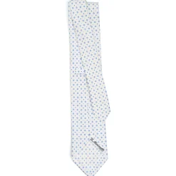 CRAVATTA SARTORIALE CLASSICA IN SETA BIANCA Microfantasia fiore