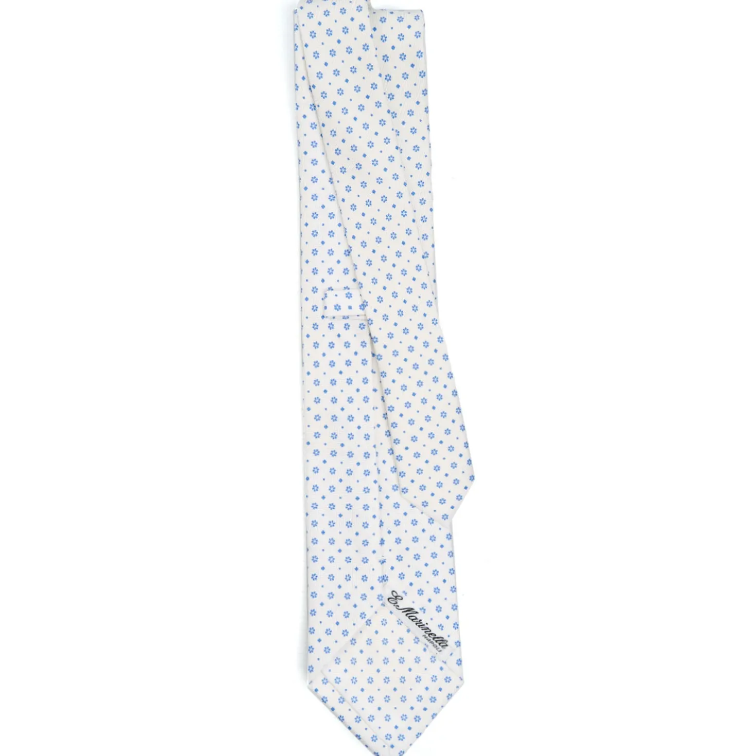 CRAVATTA SARTORIALE CLASSICA IN SETA BIANCA Microfantasia fiore
