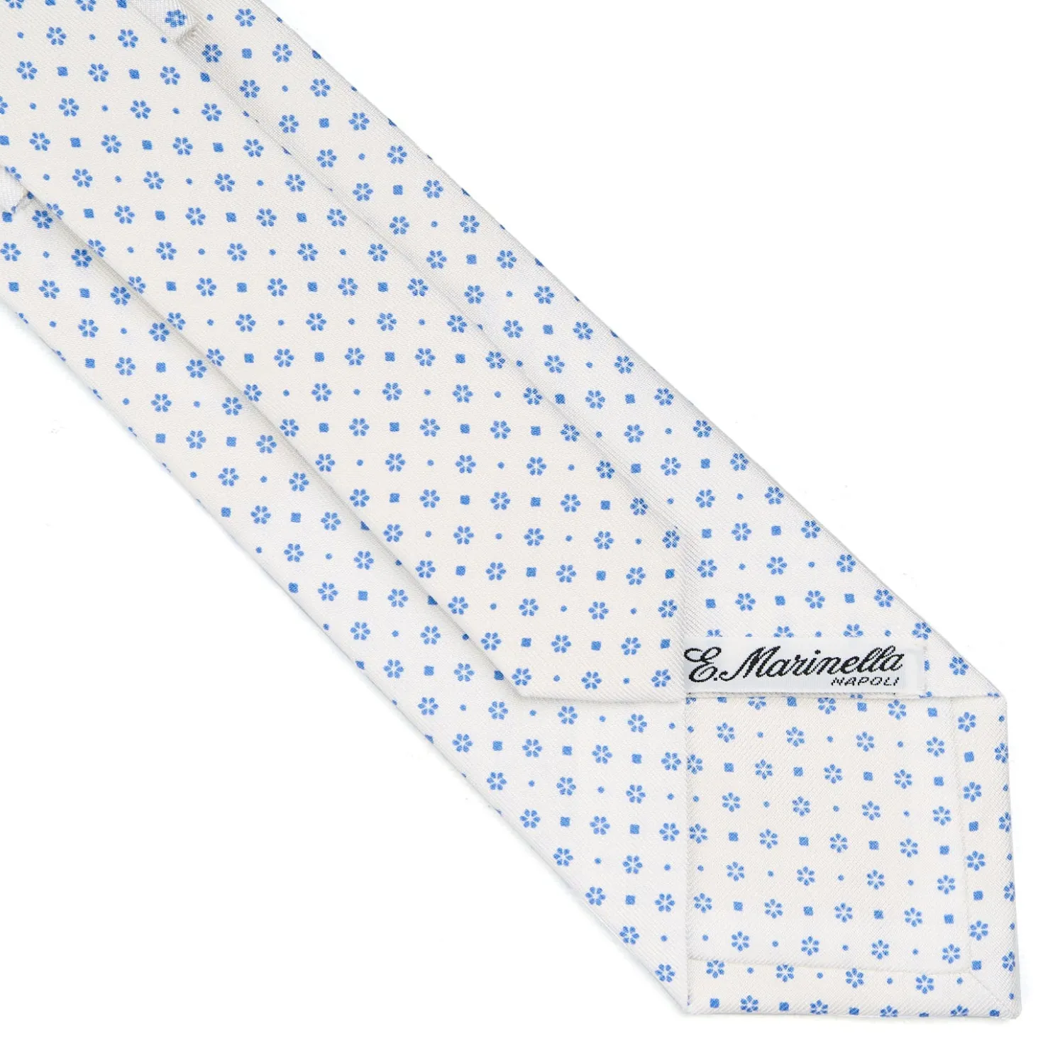 CRAVATTA SARTORIALE CLASSICA IN SETA BIANCA Microfantasia fiore