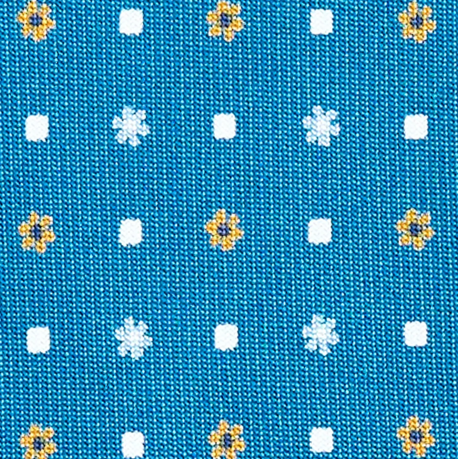 CRAVATTA SARTORIALE CLASSICA IN SETA BLU MEDIO Microfantasia fiore