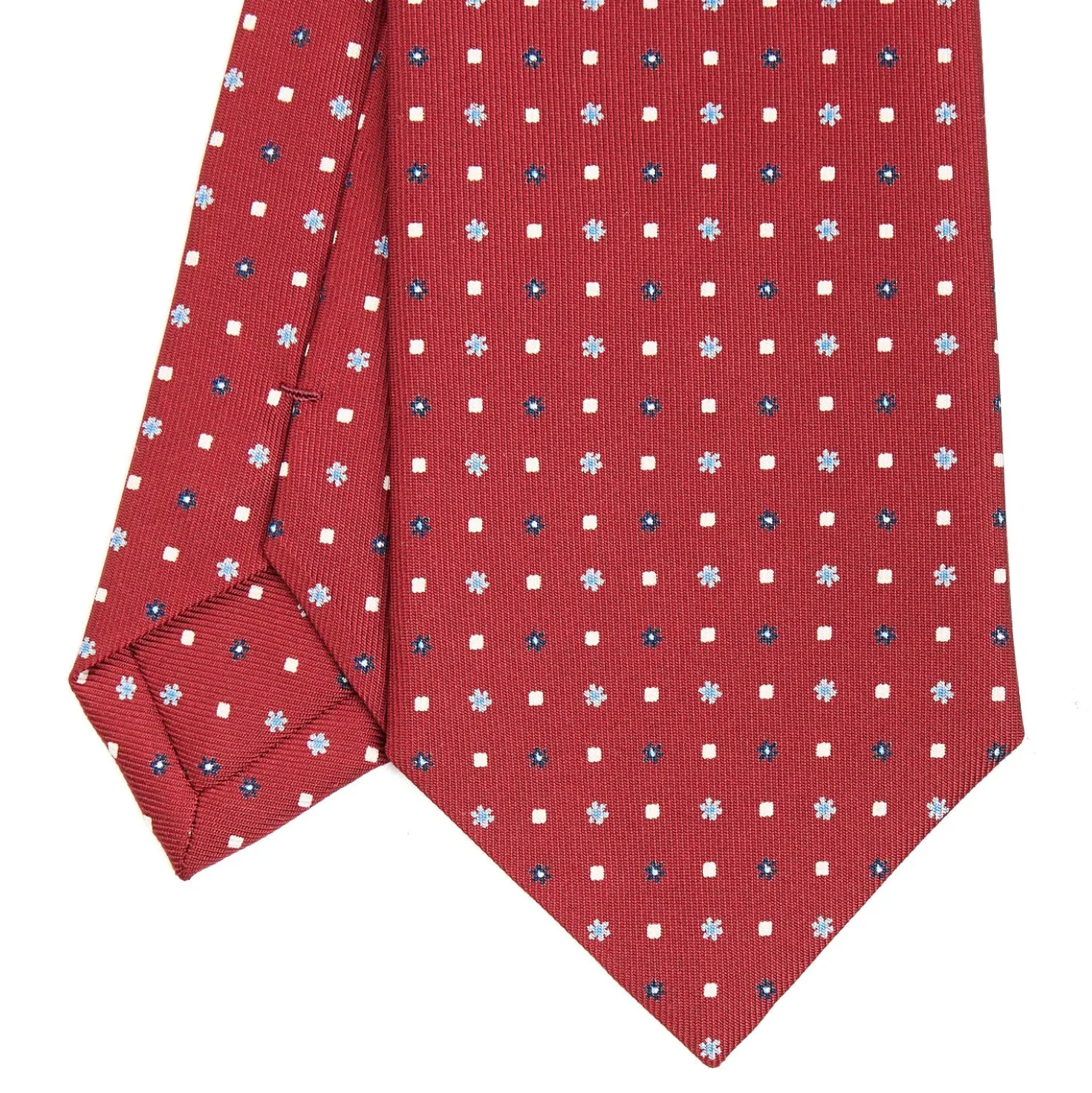 CRAVATTA SARTORIALE CLASSICA IN SETA BORDEAUX Microfantasia fiore
