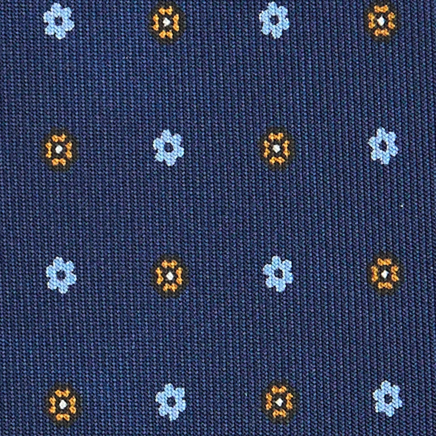 CRAVATTA SARTORIALE CLASSICA IN SETA BLU SCURO Microfantasia fiore