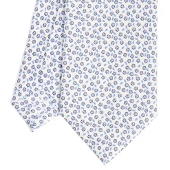 CRAVATTA SARTORIALE CLASSICA IN SETA BIANCA Microfantasia fiore