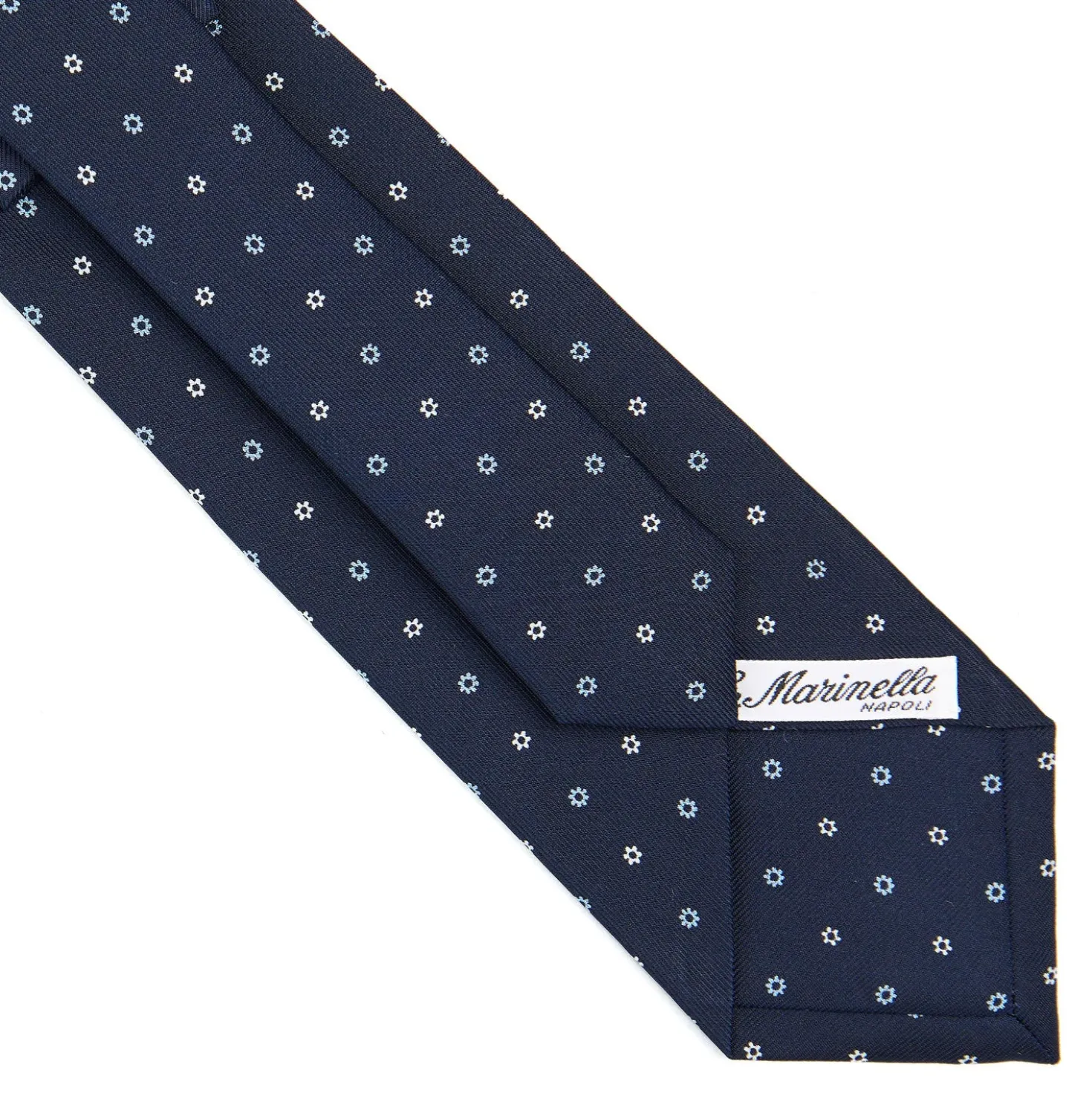 CRAVATTA SARTORIALE CLASSICA IN SETA BLU SCURO Microfantasia fiore
