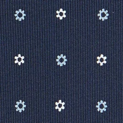 CRAVATTA SARTORIALE CLASSICA IN SETA BLU SCURO Microfantasia fiore