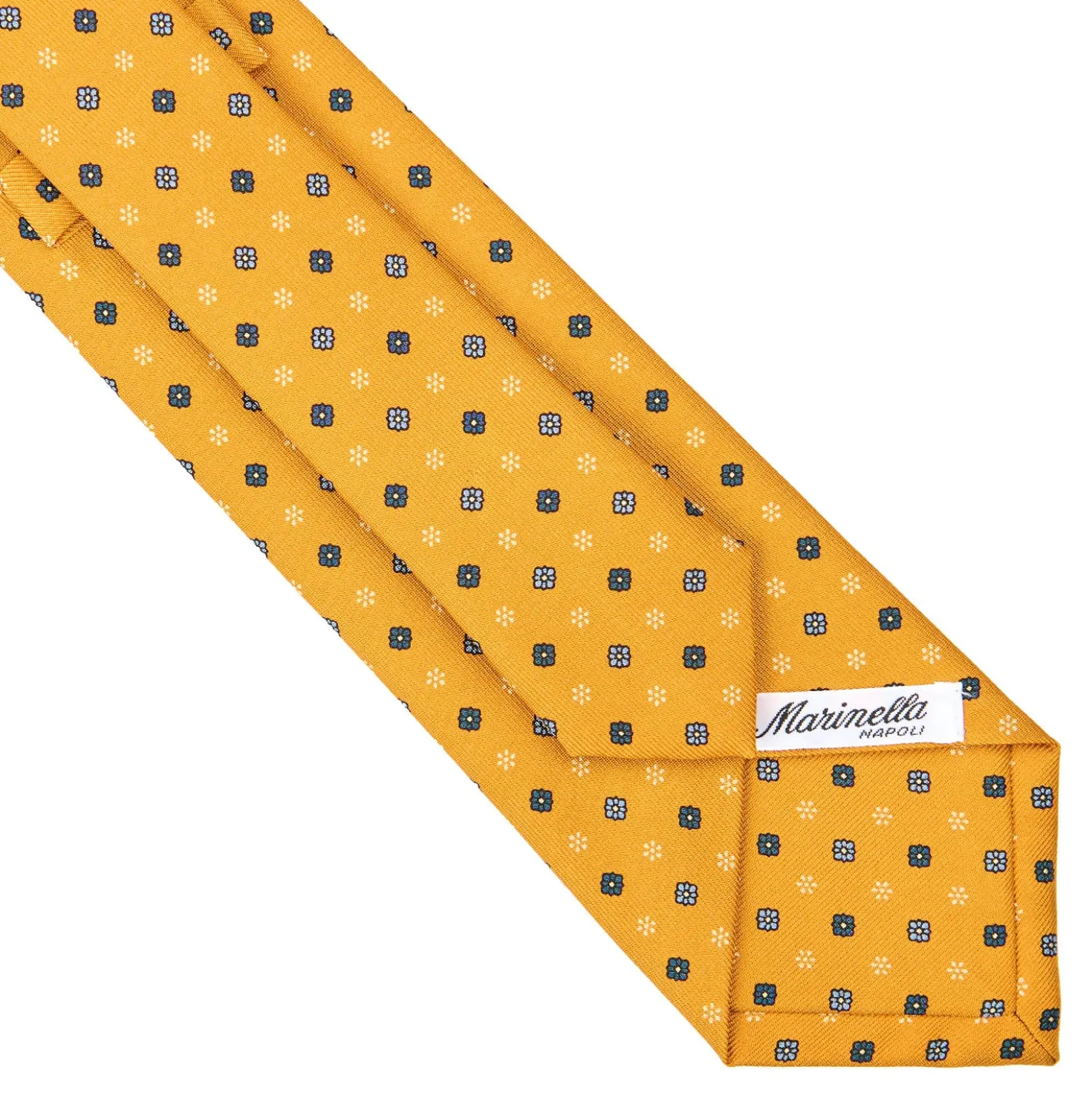 CRAVATTA SARTORIALE CLASSICA IN SETA GIALLA Microfantasia fiore