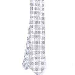 CRAVATTA SARTORIALE CLASSICA IN SETA BIANCA Microfantasia fiore