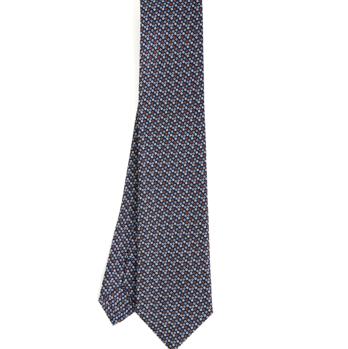 CRAVATTA SARTORIALE CLASSICA IN SETA BLU SCURO Microfantasia fiore