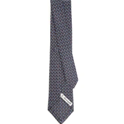 CRAVATTA SARTORIALE CLASSICA IN SETA BLU SCURO Microfantasia fiore