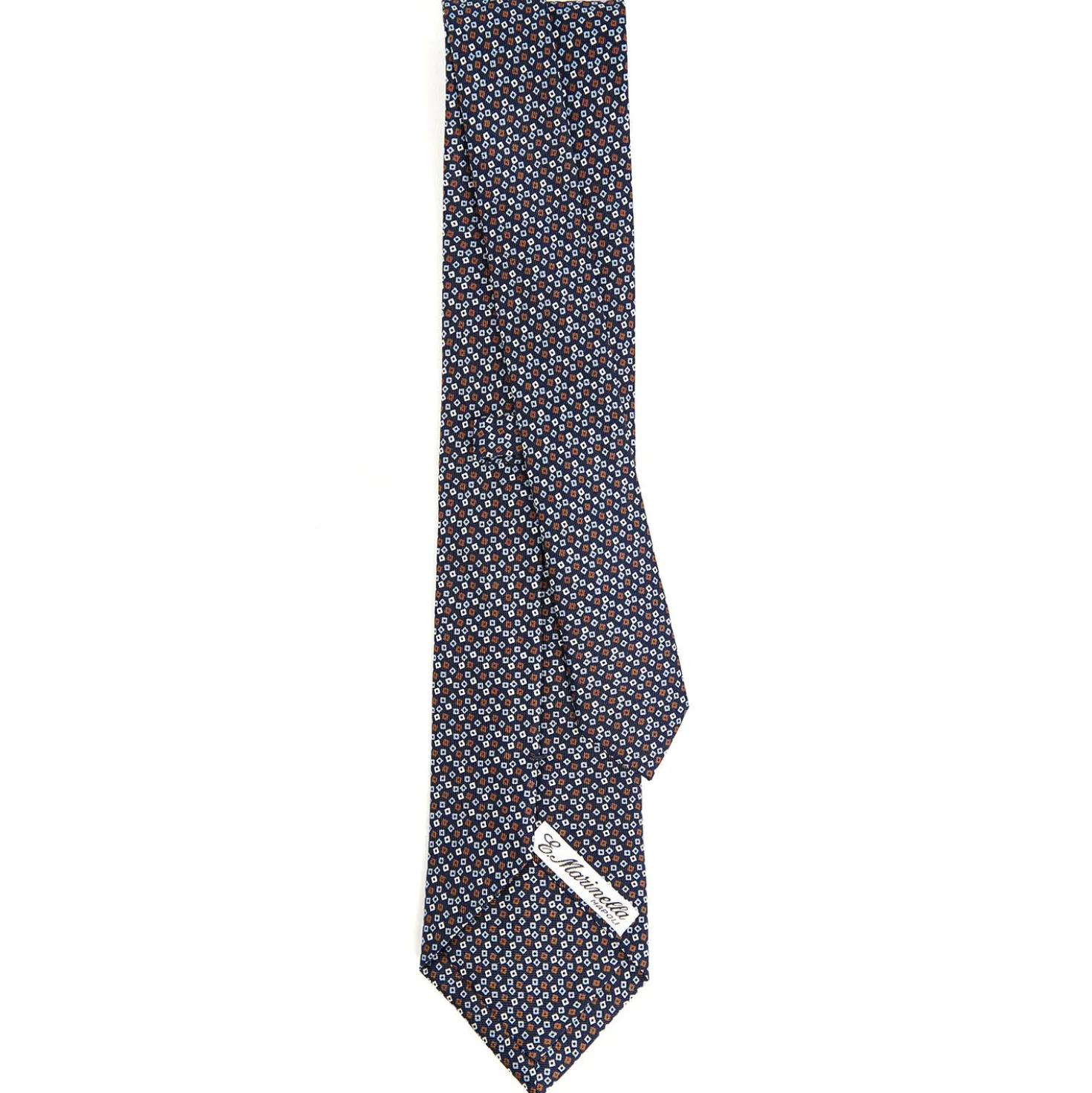 CRAVATTA SARTORIALE CLASSICA IN SETA BLU SCURO Microfantasia fiore