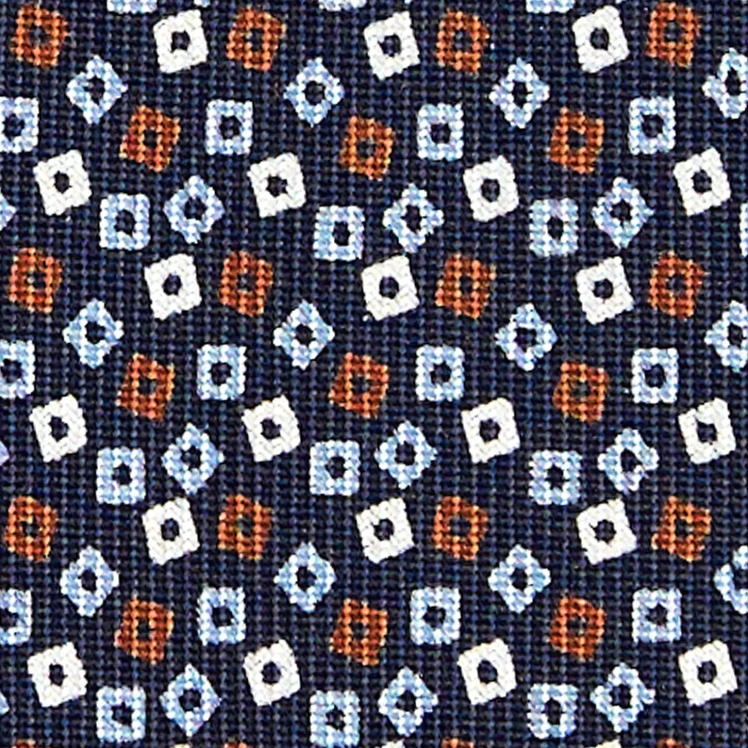 CRAVATTA SARTORIALE CLASSICA IN SETA BLU SCURO Microfantasia fiore