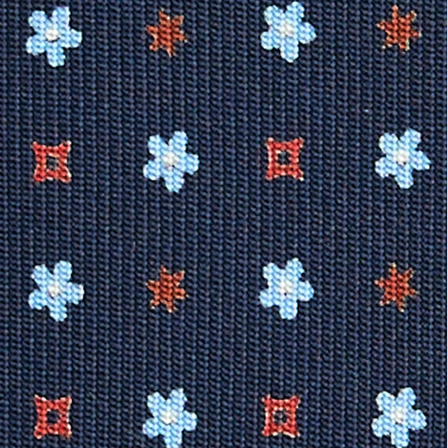 CRAVATTA SARTORIALE CLASSICA IN SETA BLU SCURO Microfantasia fiore