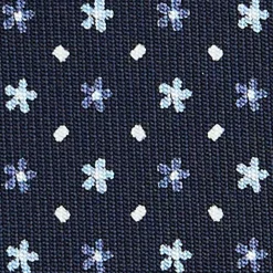 CRAVATTA SARTORIALE CLASSICA IN SETA BLU SCURO Microfantasia fiore