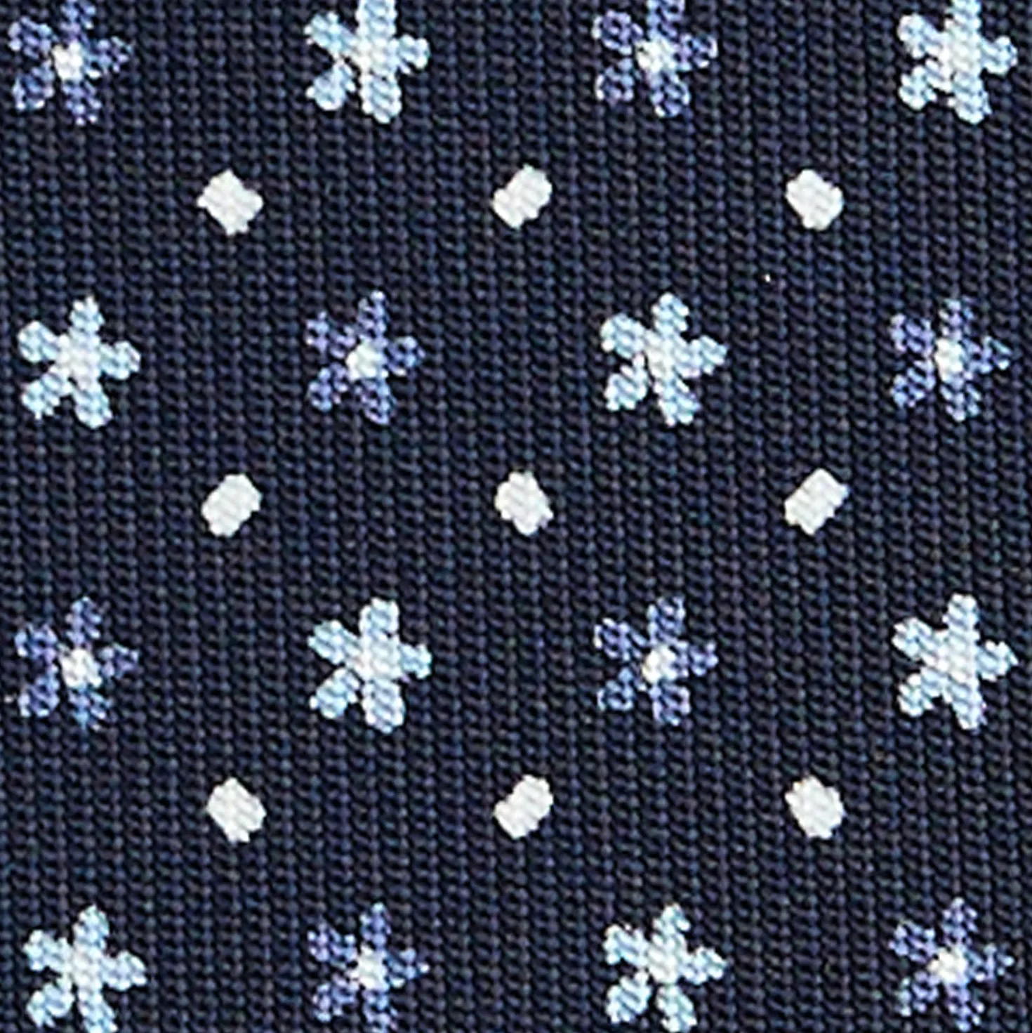 CRAVATTA SARTORIALE CLASSICA IN SETA BLU SCURO Microfantasia fiore