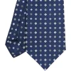 CRAVATTA SARTORIALE CLASSICA IN SETA BLU Microfantasia fiore