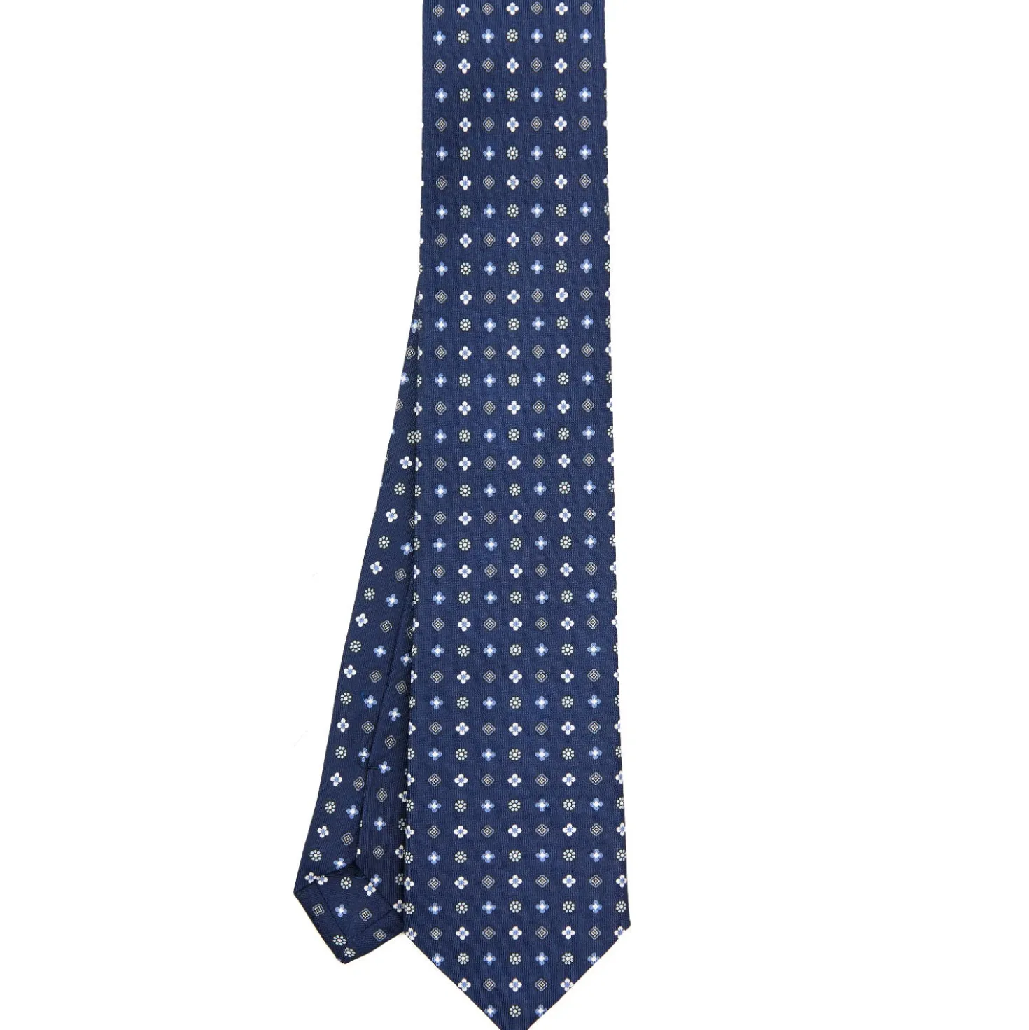 CRAVATTA SARTORIALE CLASSICA IN SETA BLU Microfantasia fiore