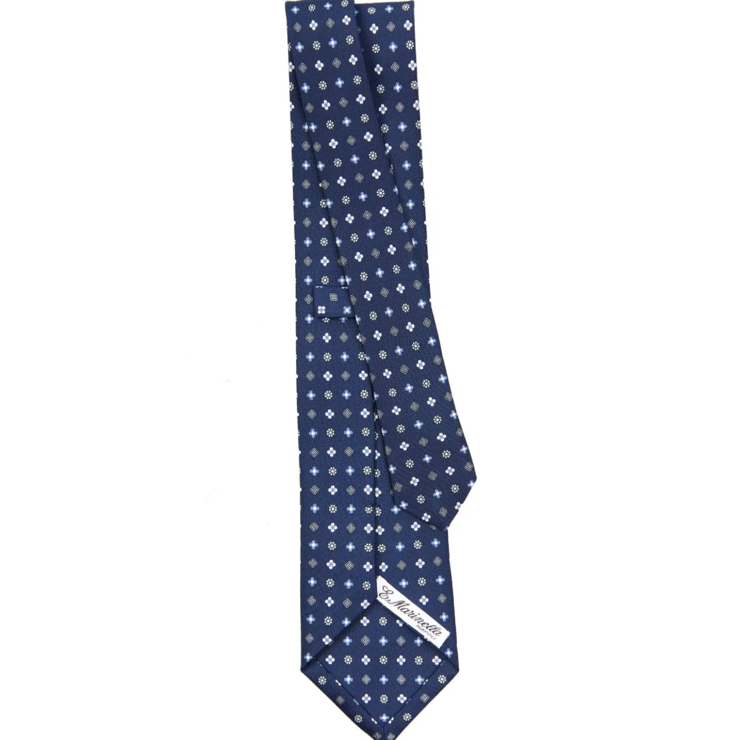 CRAVATTA SARTORIALE CLASSICA IN SETA BLU Microfantasia fiore