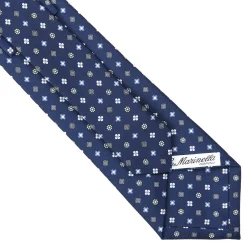 CRAVATTA SARTORIALE CLASSICA IN SETA BLU Microfantasia fiore
