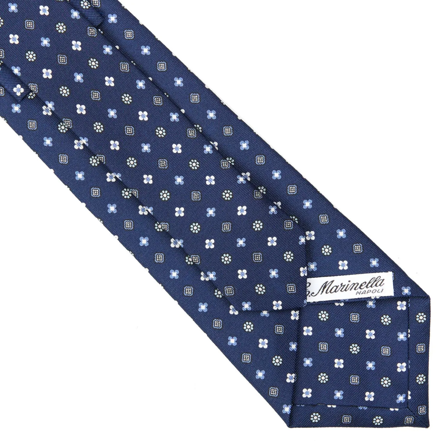 CRAVATTA SARTORIALE CLASSICA IN SETA BLU Microfantasia fiore