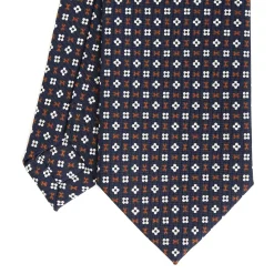 CRAVATTA SARTORIALE CLASSICA IN SETA BLU SCURO Microfantasia fiore
