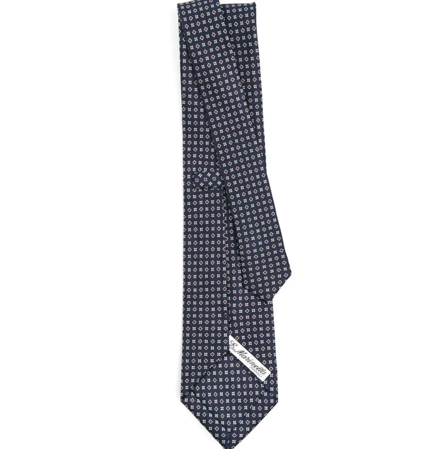 CRAVATTA SARTORIALE CLASSICA IN SETA BLU SCURO Microfantasia fiore