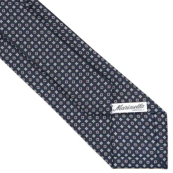 CRAVATTA SARTORIALE CLASSICA IN SETA BLU SCURO Microfantasia fiore