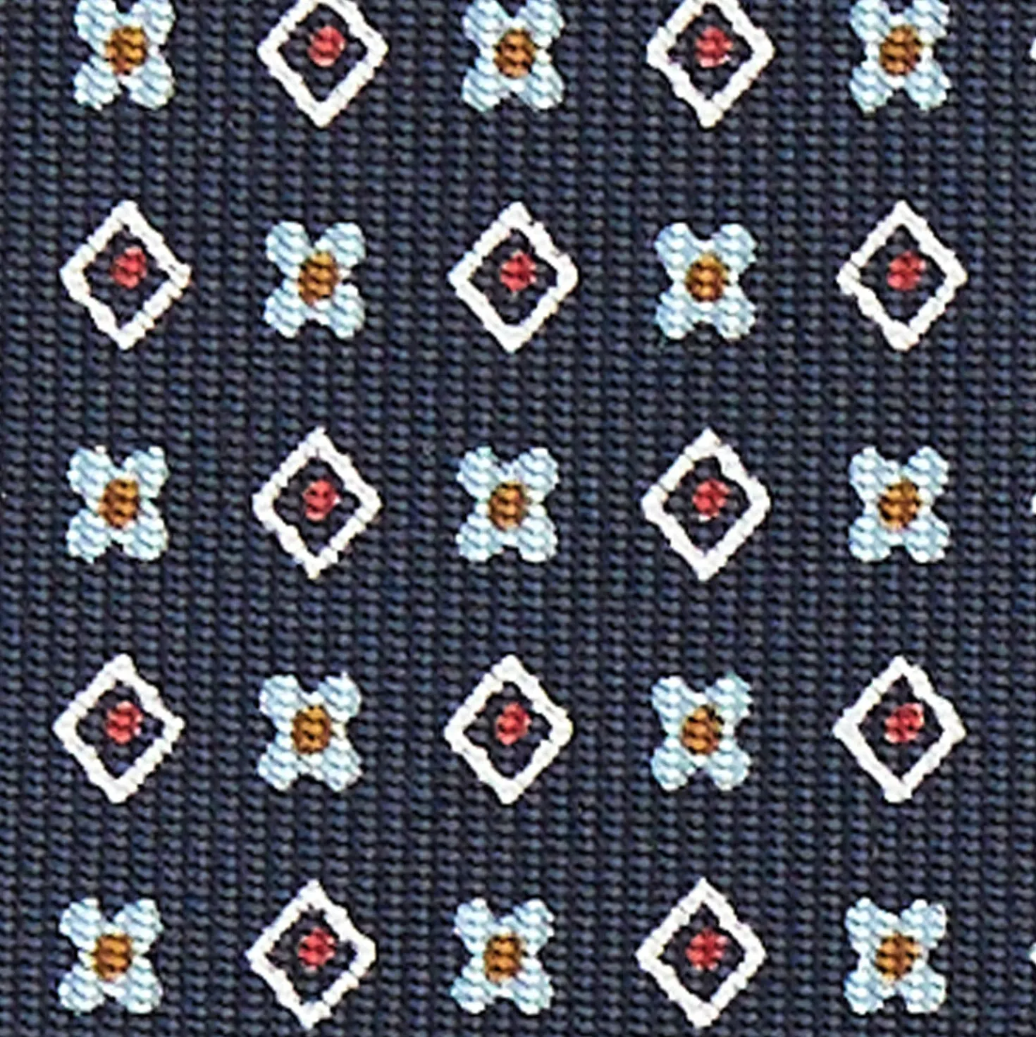 CRAVATTA SARTORIALE CLASSICA IN SETA BLU SCURO Microfantasia fiore