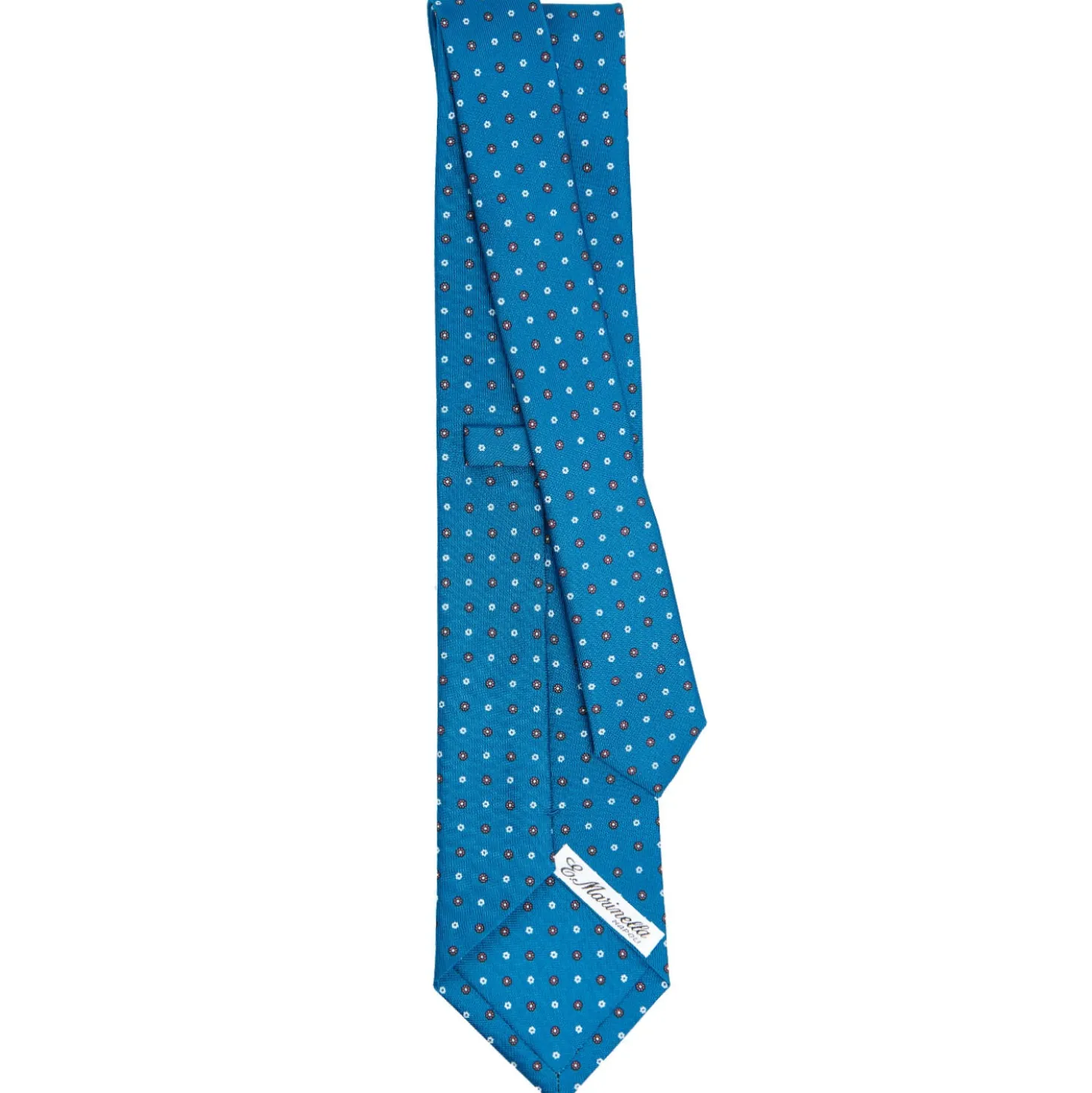 CRAVATTA SARTORIALE CLASSICA IN SETA BLU MEDIO Microfantasia fiore