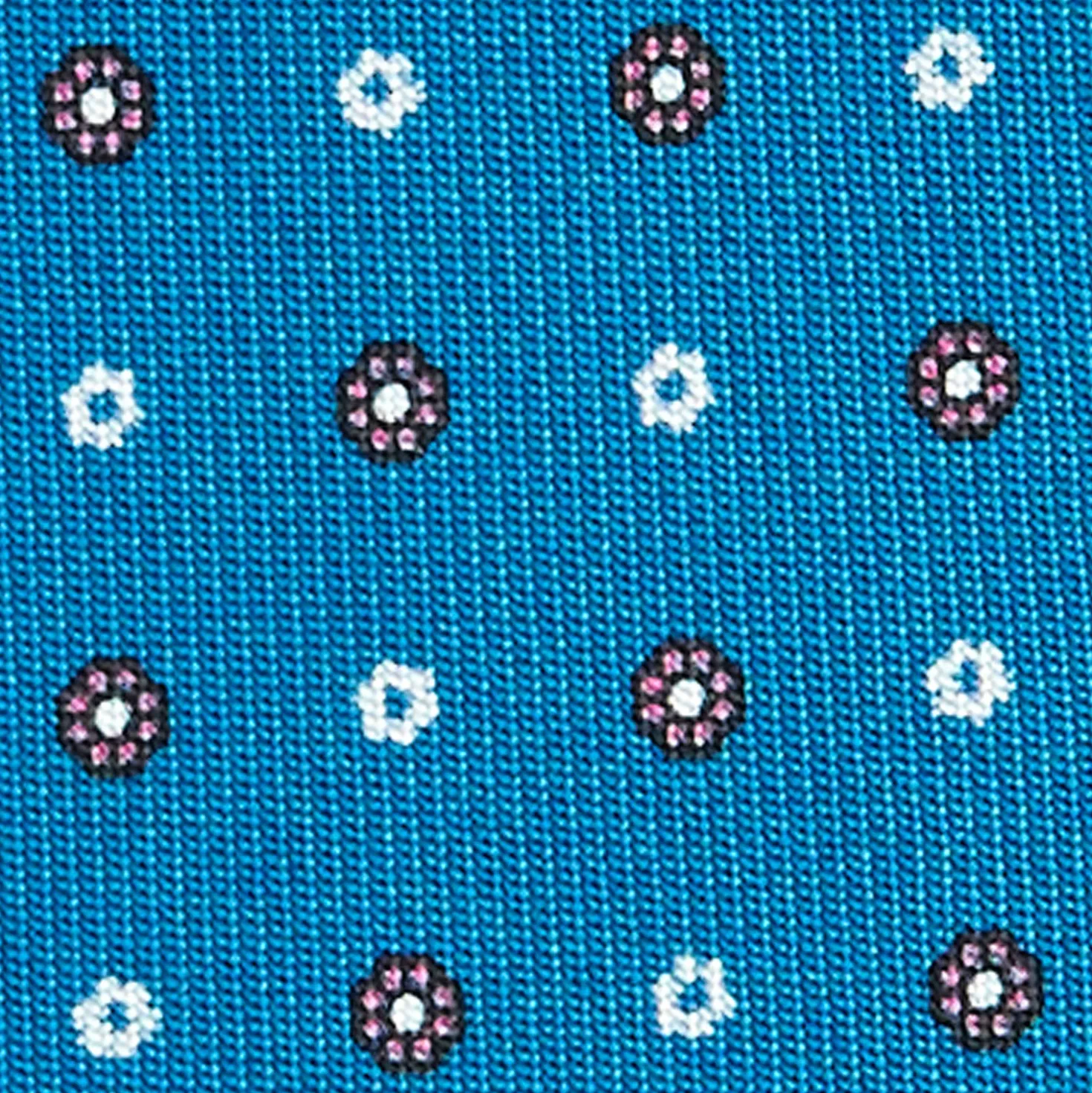 CRAVATTA SARTORIALE CLASSICA IN SETA BLU MEDIO Microfantasia fiore
