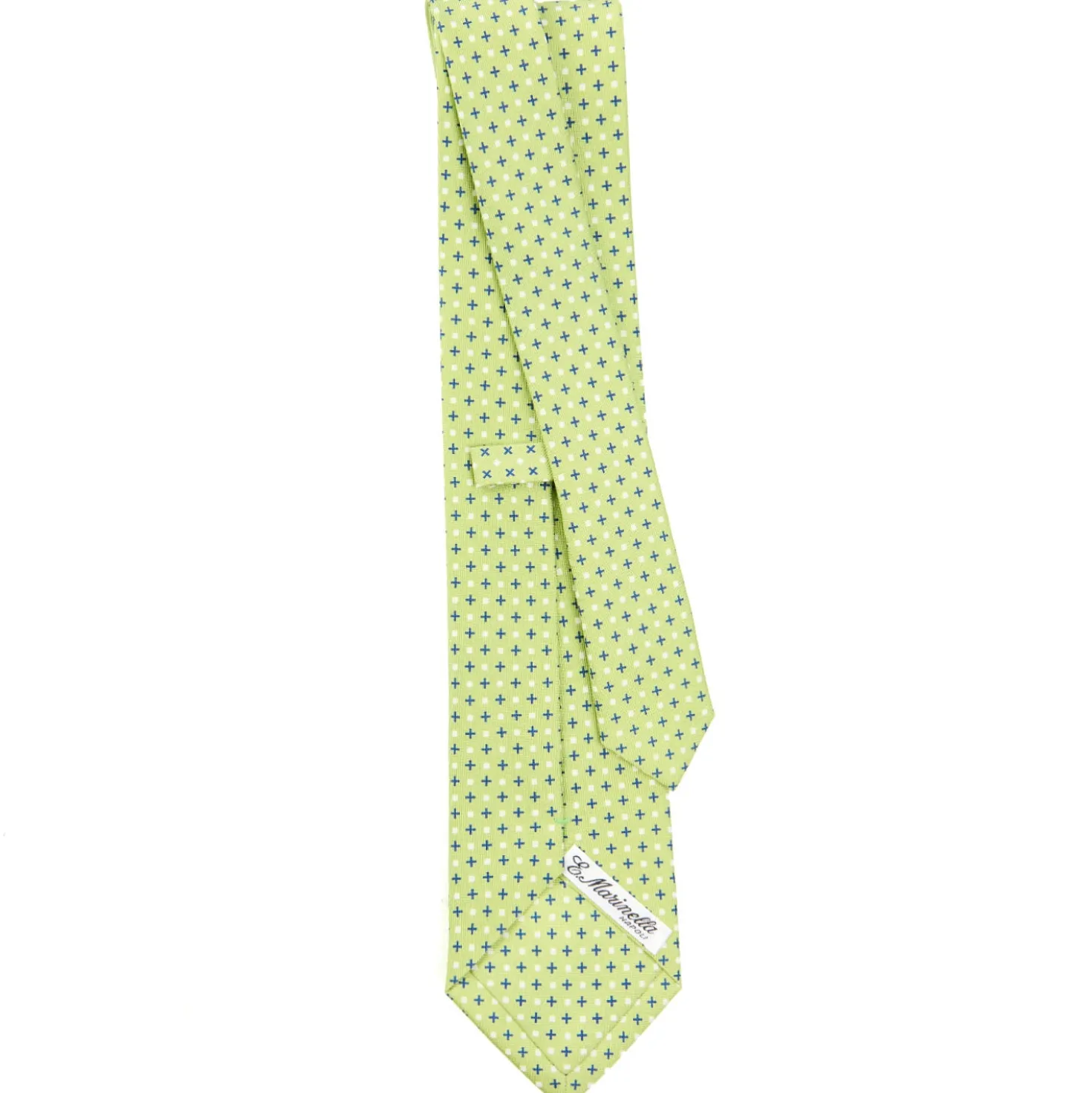 CRAVATTA SARTORIALE CLASSICA IN SETA VERDE CHIARO Microfantasia fiore