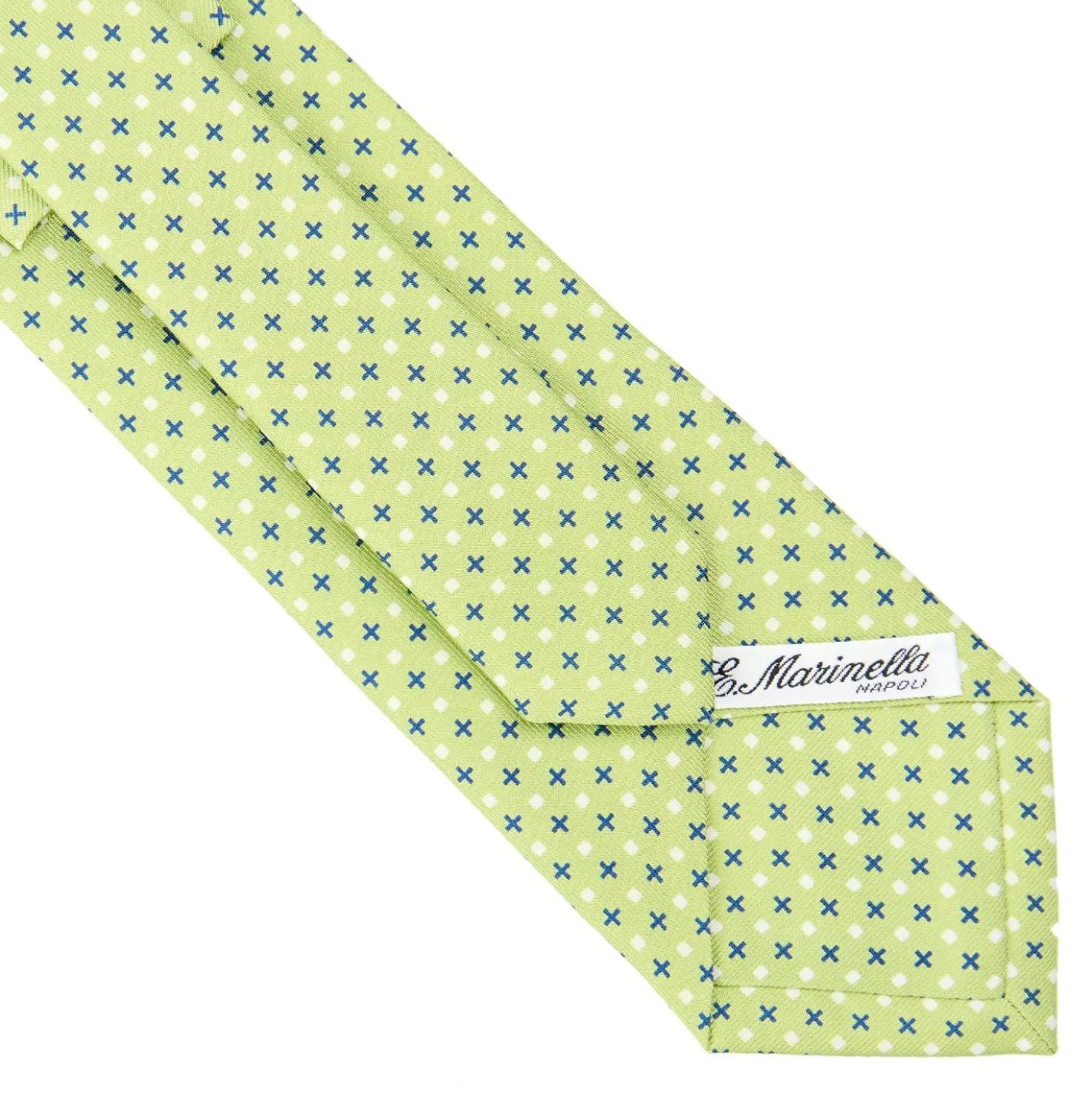 CRAVATTA SARTORIALE CLASSICA IN SETA VERDE CHIARO Microfantasia fiore