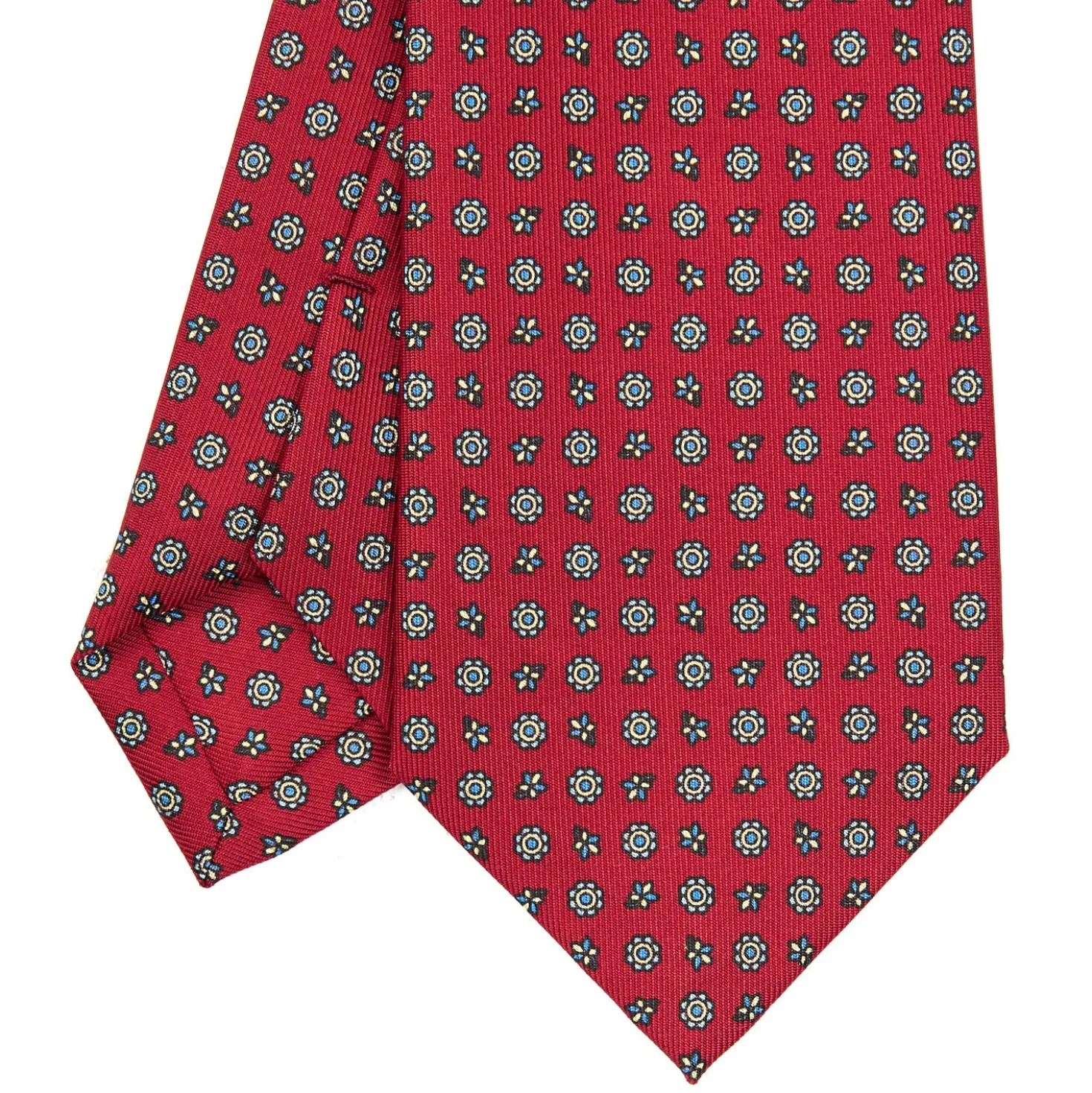 CRAVATTA SARTORIALE CLASSICA IN SETA BORDEAUX Microfantasia fiore