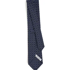 CRAVATTA SARTORIALE CLASSICA IN SETA BLU SCURO Microfantasia fiore