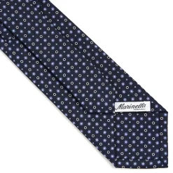 CRAVATTA SARTORIALE CLASSICA IN SETA BLU SCURO Microfantasia fiore