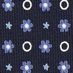 CRAVATTA SARTORIALE CLASSICA IN SETA BLU SCURO Microfantasia fiore