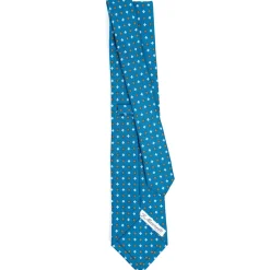 CRAVATTA SARTORIALE CLASSICA IN SETA BLU MEDIO Microfantasia fiore