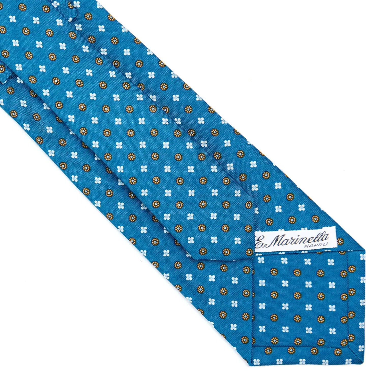 CRAVATTA SARTORIALE CLASSICA IN SETA BLU MEDIO Microfantasia fiore