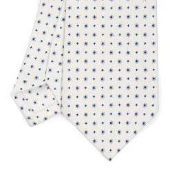 CRAVATTA SARTORIALE CLASSICA IN SETA BIANCA Microfantasia fiore