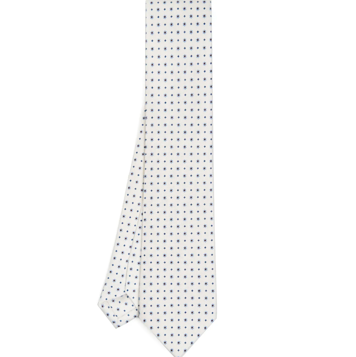 CRAVATTA SARTORIALE CLASSICA IN SETA BIANCA Microfantasia fiore