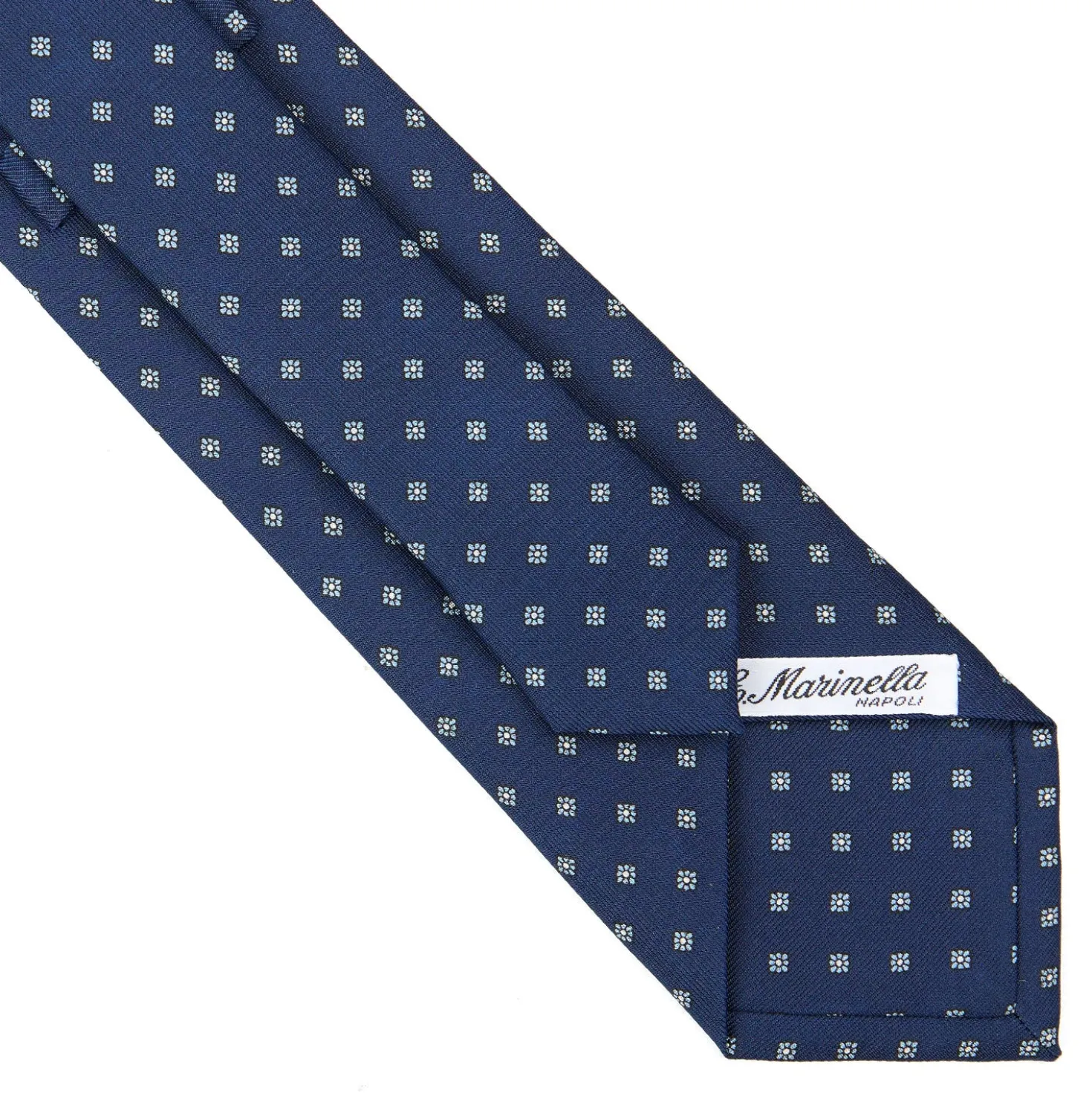 CRAVATTA SARTORIALE CLASSICA IN SETA BLU SCURO Microfantasia fiore