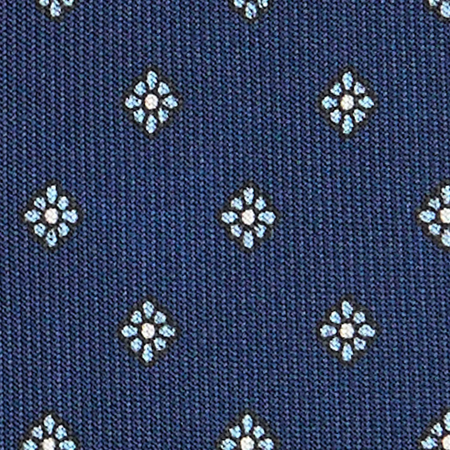 CRAVATTA SARTORIALE CLASSICA IN SETA BLU SCURO Microfantasia fiore