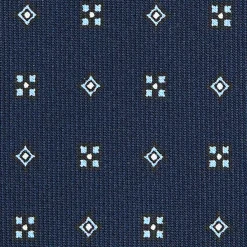 CRAVATTA SARTORIALE CLASSICA IN SETA BLU SCURO Microfantasia fiore