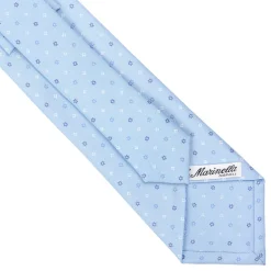 CRAVATTA SARTORIALE CLASSICA IN SETA AZZURRA Microfantasia fiore
