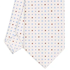 CRAVATTA SARTORIALE CLASSICA IN SETA BIANCA Microfantasia fiore